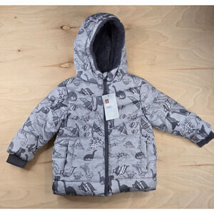 Swiss Tech Grey Dinosaur Puffer Jacket Toddler size 2T NWT